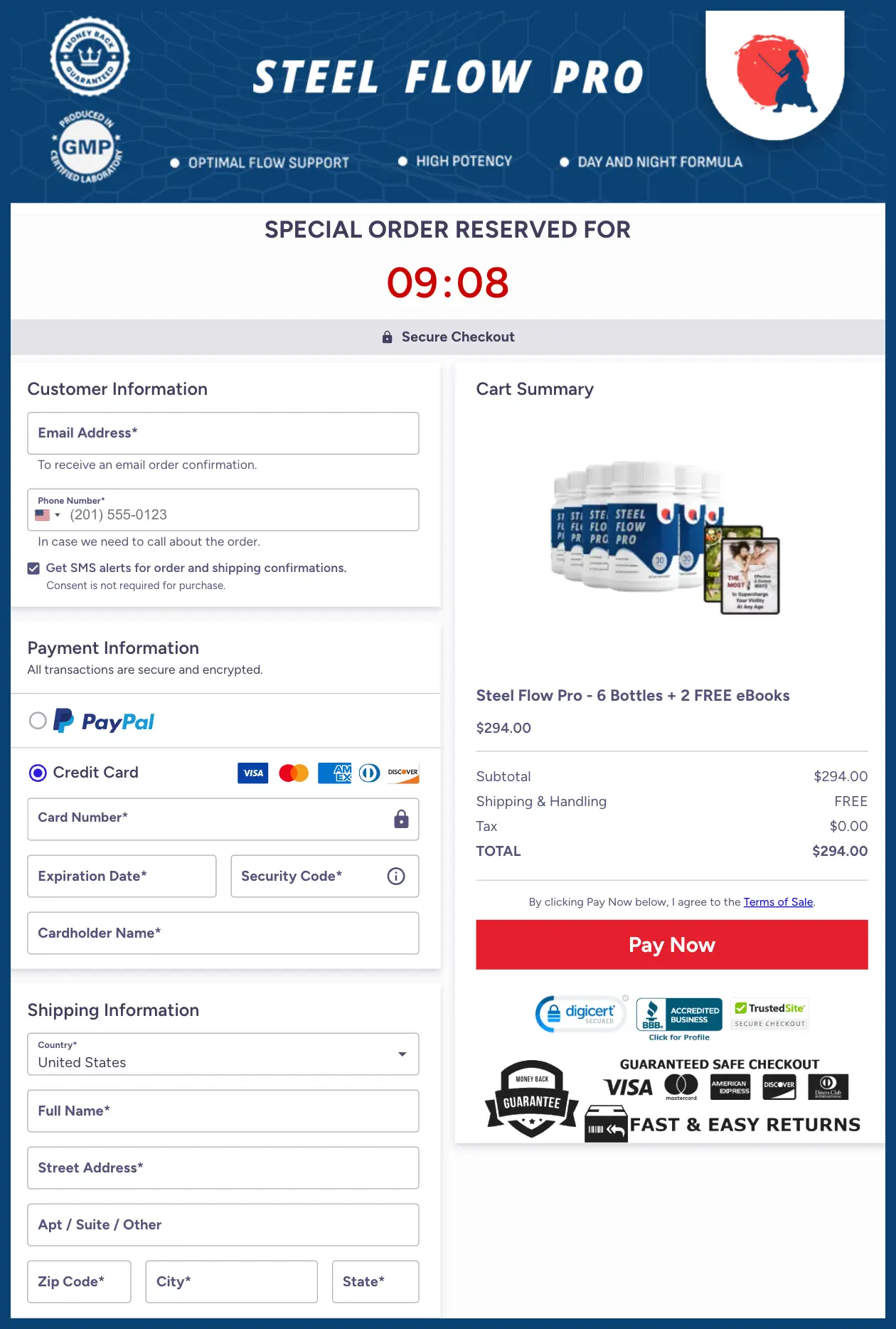 Steel Flow Pro Official Website Secure Order Page